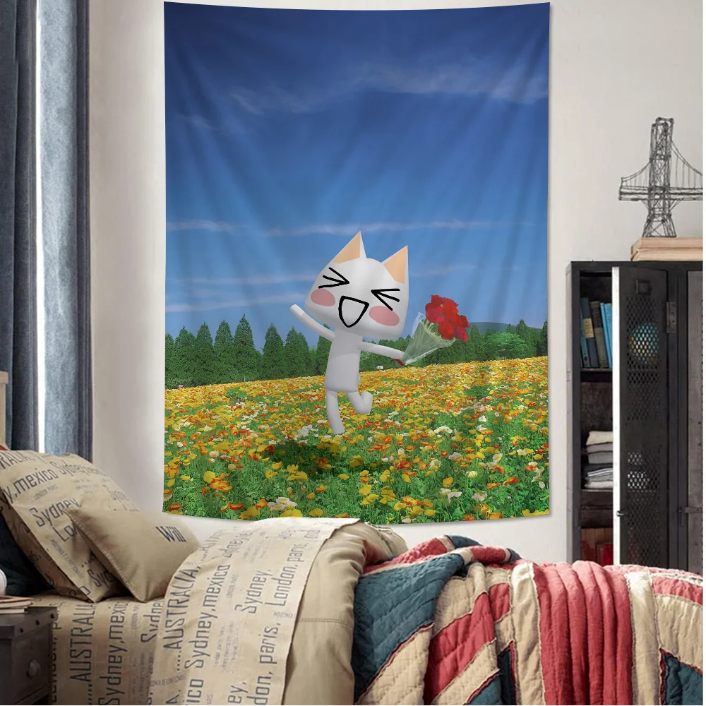 

I-inoue Toro Cat Tapestry Art Printing Art Science Fiction Room Home Decor Wall Art Decor