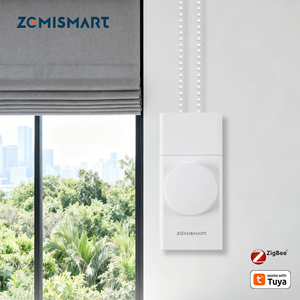 

Умный привод для рулонных штор Zemismart Zigbee, перезаряжаемый мотор для штор, работает с приложением Tuya, голосовым управлением Alexa и Google Home