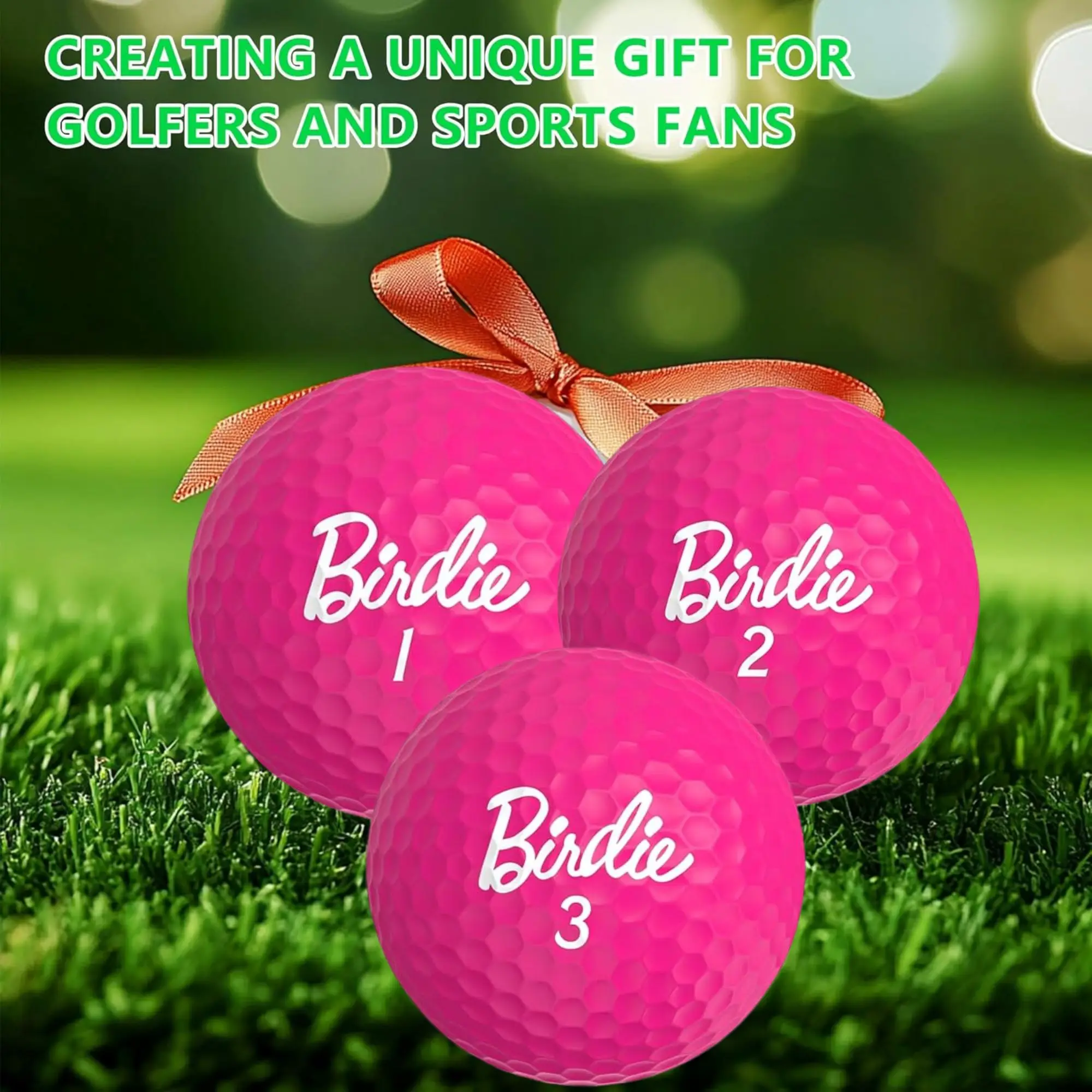 3 Stück lustige Golfbälle – Birdie Pink Golfbälle – lustiges Golfgeschenk für Frauen (Hülle mit 3 Stück, Neuheit) – The # 1-Ball zum Träumen