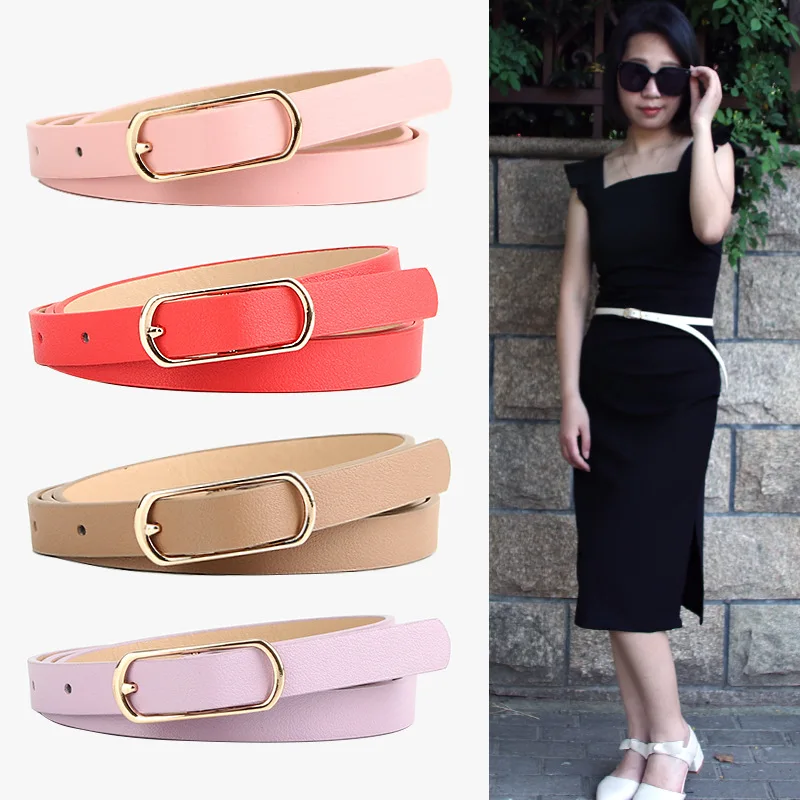 

The New Lady with Oval Thin Belt Female Korean Version of The Multi-color Ladies Belt Decorated Dress Jeans Belts