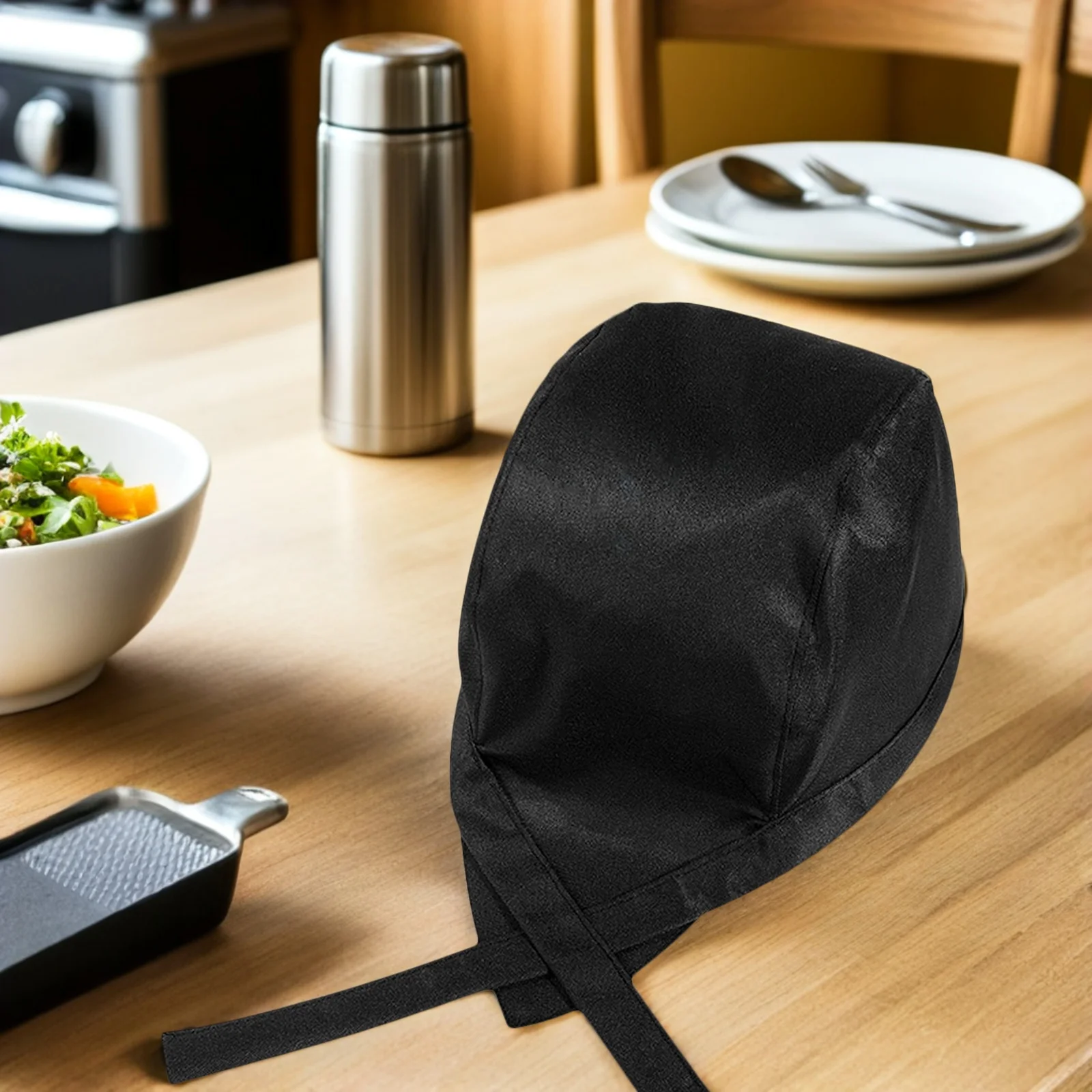 

Adjustable Chef Hat Turban Black Catering Skull Cap Bandana Soft Hair Covering for Kitchen Bakers Men Women Daily Wear Cooking