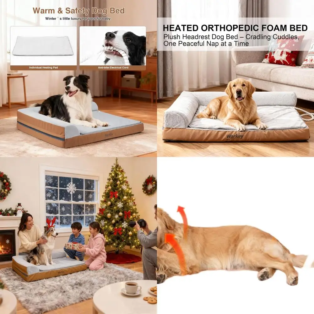 

Большая кровать с подогревом для собак, водонепроницаемый диван из пены с эффектом памяти и грелка — 35x27,95x6,3