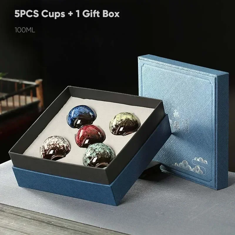 5PCS Ceramic Cups Set Coffee Ceramic Cup Pottery Cups Pottery Tea Cup  Drinking Water Teacup With Gift Box Wholesale