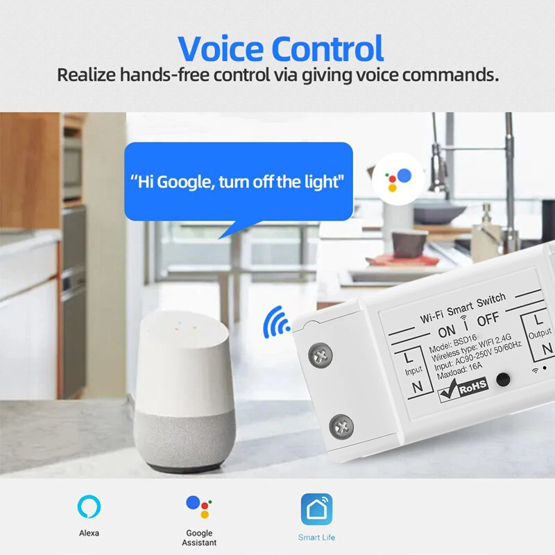 16a wifiスマートスイッチスマートホームワイヤレス制御スイッチリレーブレーカリモート音声制御サポートalexa google home ewelink