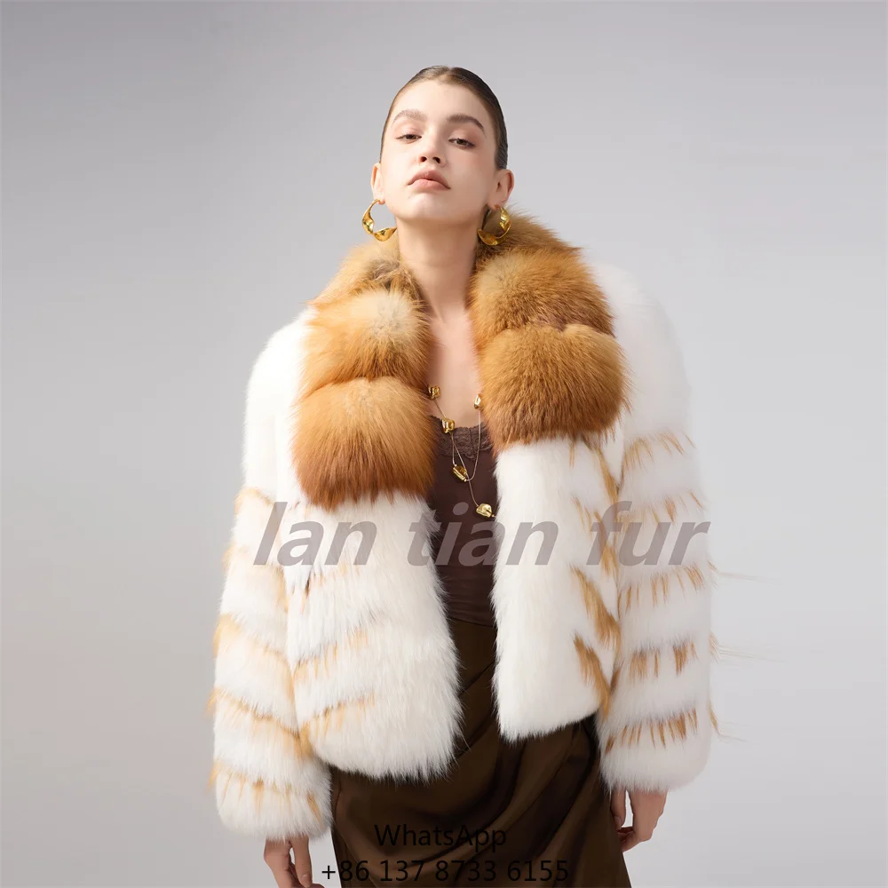 

Women's Winter Real Fox Fur Jacket Natural Color Thickened Warm Fashion New Coat
