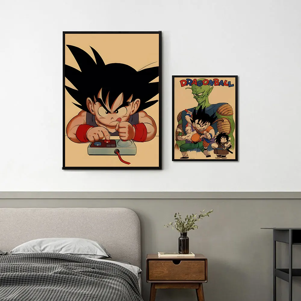 Vintage Posters Dragon Ball Peripheral Anime figures Vegeta Goku Picture Art Canvas Painting for Kids Bedroom Mural Decor Gifts