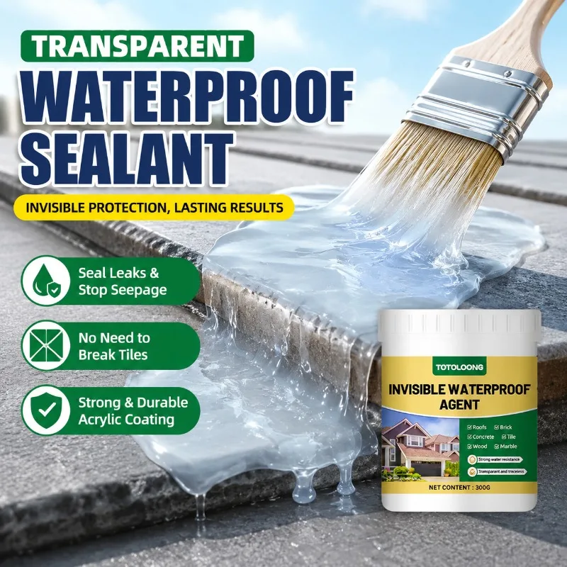 Transparent Waterproof Sealant Leak Repair Agent for Roof Crack Seepage Bathroom Non-destructive Tile-free Coating Pure Acrylic
