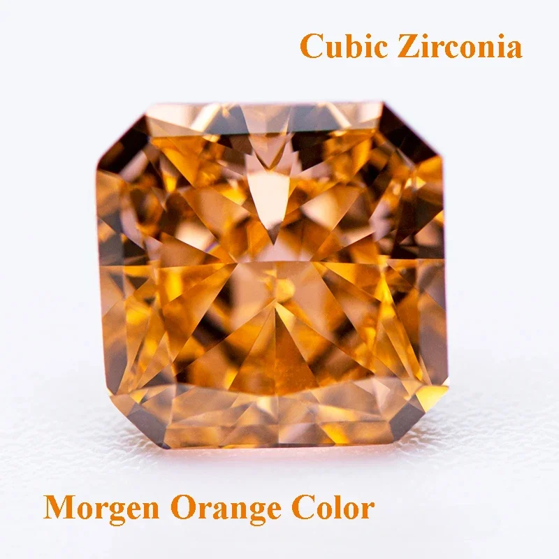 

Cubic Zirconia Crushed Ice Cut Asscher Shape Morgen Orange Color Charms Beads for Diy Jewelry Making Materials No Certificate