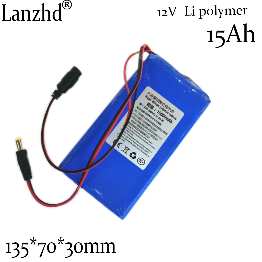 1-10pcs 12V Li Polymer lithium battery pack 15000mAh For Monitoring equipment Medical equipment LED headlamp unit 30*70*135mm