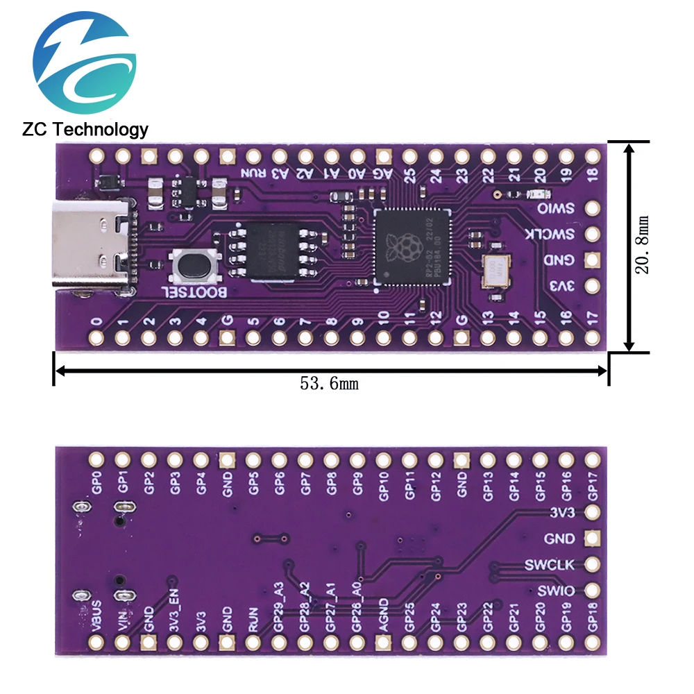 Imagem -06 - Placa de Desenvolvimento de Raspberry pi Pico Tipo-c Placa de Microcontrolador de Alto Desempenho Rp2040 128mbit 4m 16mb Processador de Braço de Núcleo Duplo