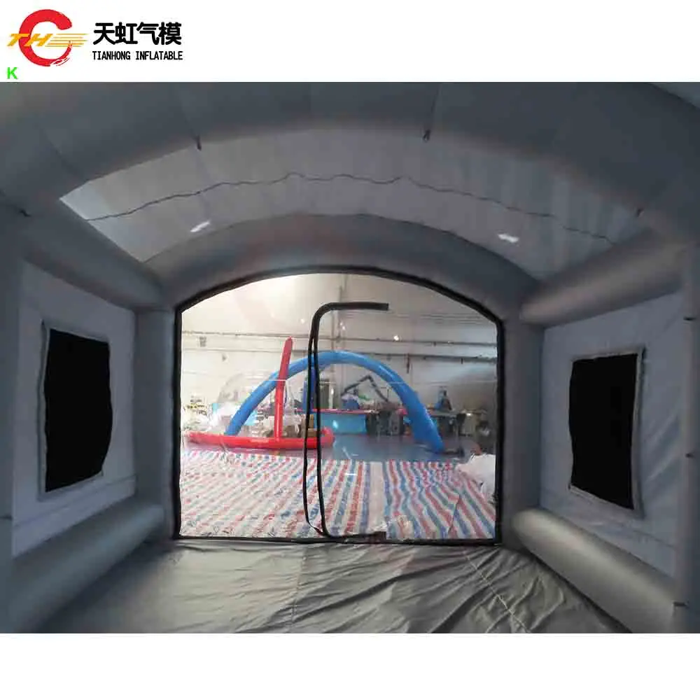 شحن سريع 6 × 4 م كشك طلاء محمول قابل للنفخ طلاء سيارة فضي كشك رش قابل للنفخ مع منفاخ