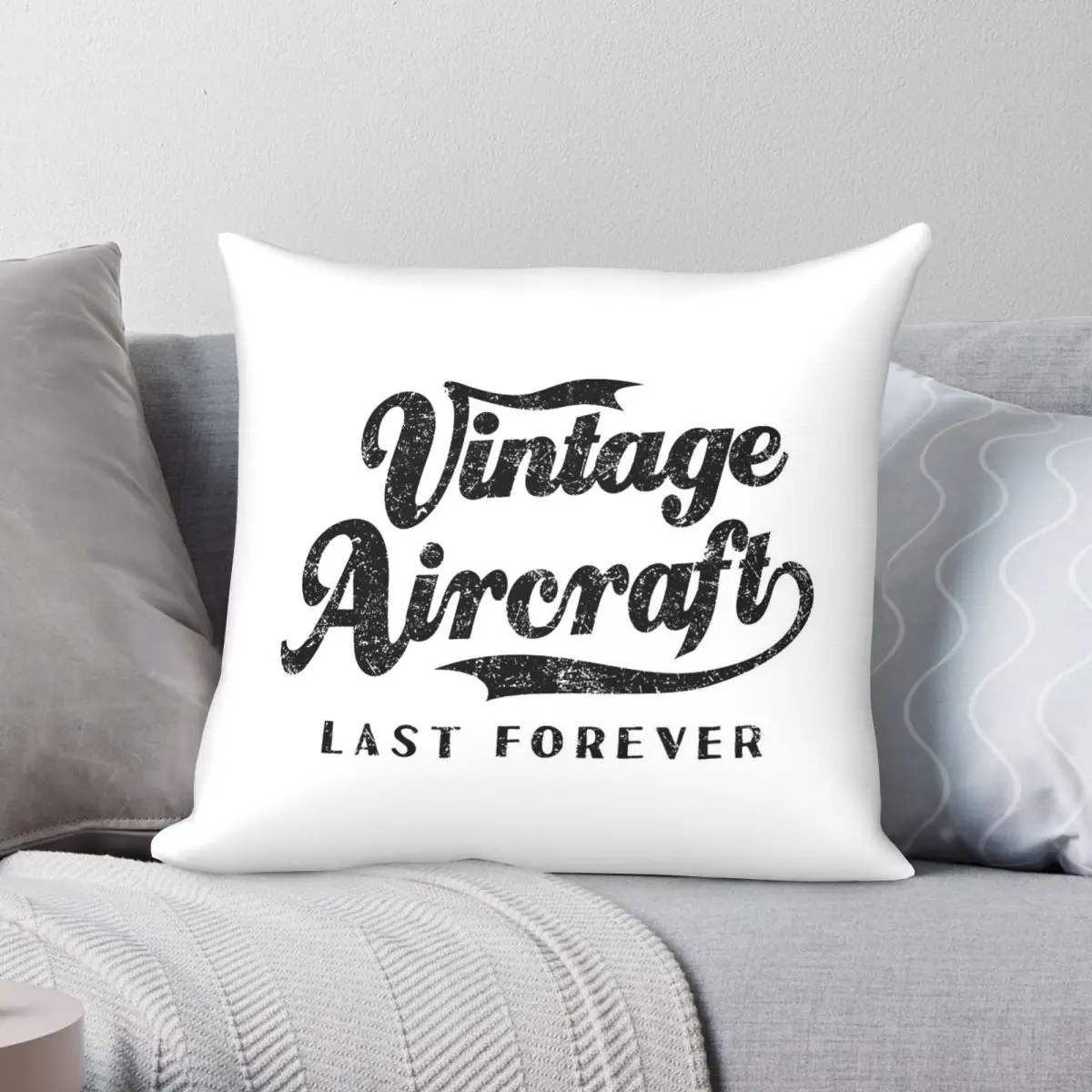 Vintage Aircraft Last Forever Square Pillowcase Polyester Linen Velvet Printed Zip Decor Home