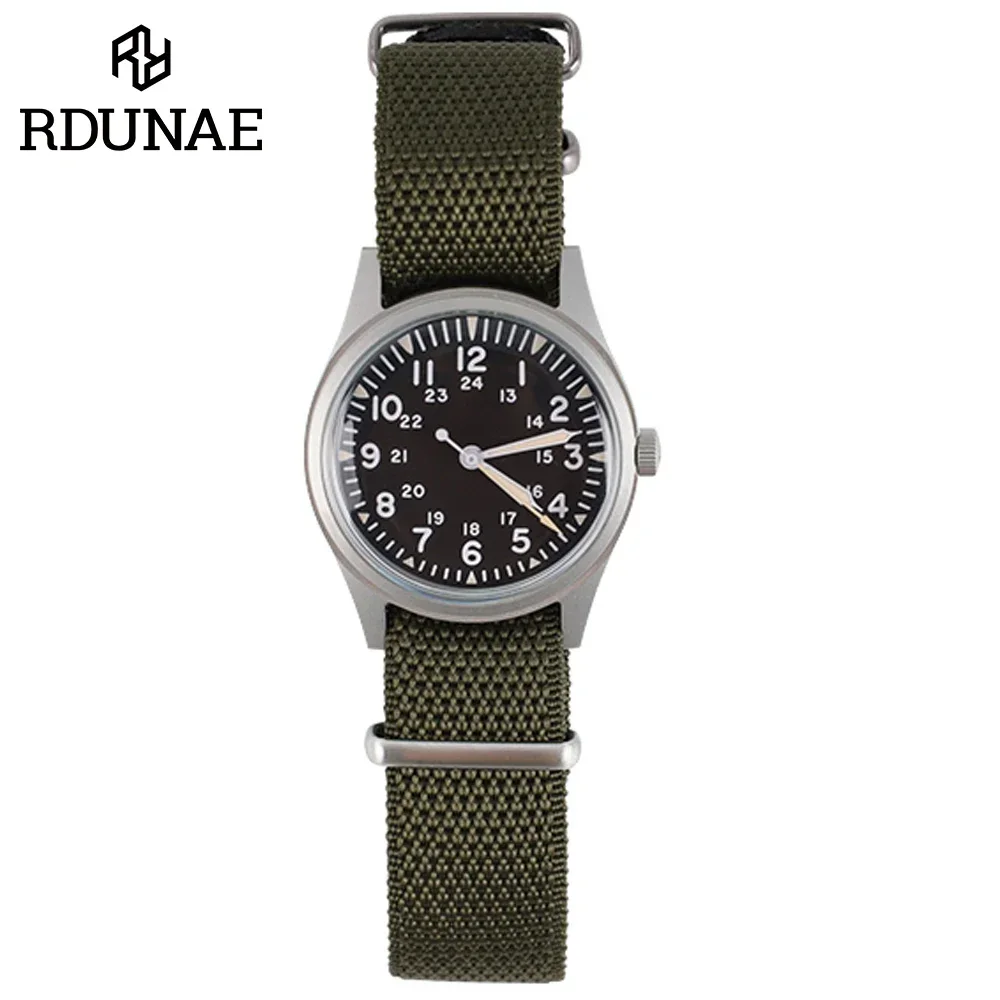 RDUNAE RA03 G10 34.5mm Retro Military Pilot Watch 316L Stainless Steel K1 Mineral Glass Luminous Personality Sports Quartz Men