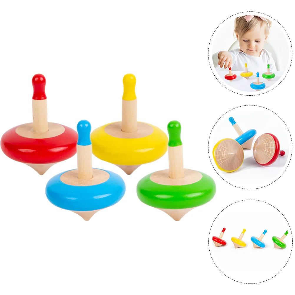 

4 Pcs Small Stress Reliever Spinning Top Child Toys Flying Funny Kids Gyro Wood Vintage Playthings Interesting Children