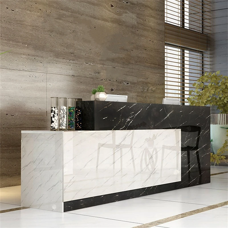 custom.Factory Customize Thick Wood Counter Front Desk Design Salon Reception Desk For hotel shops