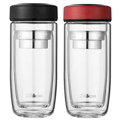 Portable Flask Water Tea Infuser Glass Tumbler Double Layer Borosilicate Glass Bottle Filter Bottle Business Mug