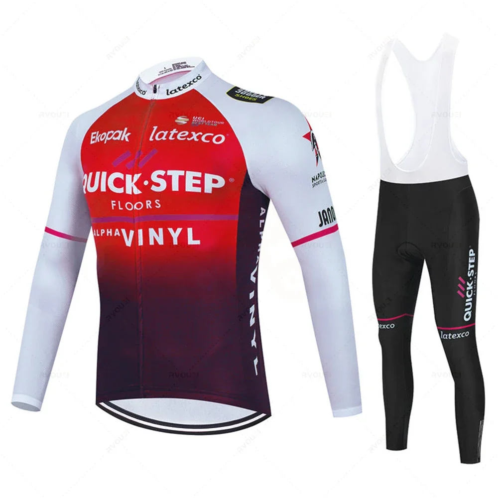 Quick Step New Team Cycling Jersey Set Long Sleeve Mountain Bike Clothes Wear Men Racing Bicycle Clothing Ropa Maillot Ciclismo