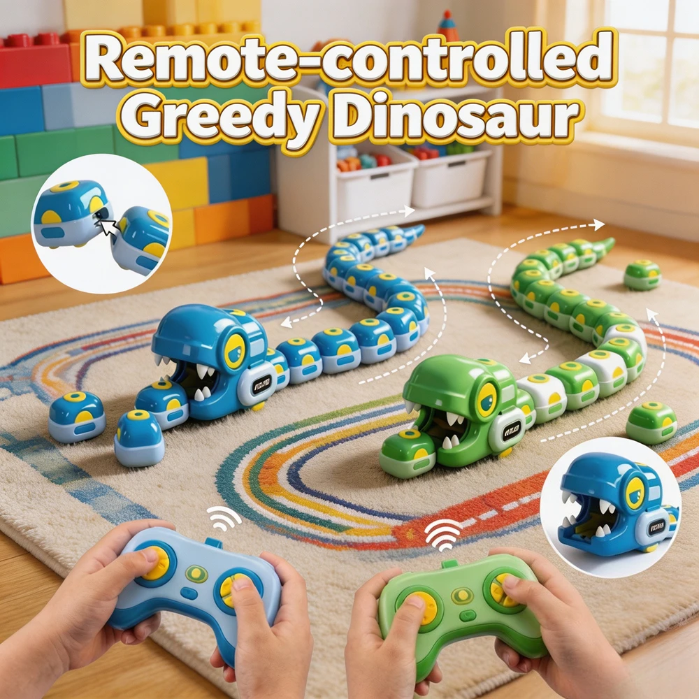 2 Player Competitive Remote Control Magnetic Snake Toy Electric Swallowing Vehicle RC Battle Car Educational Play Toy