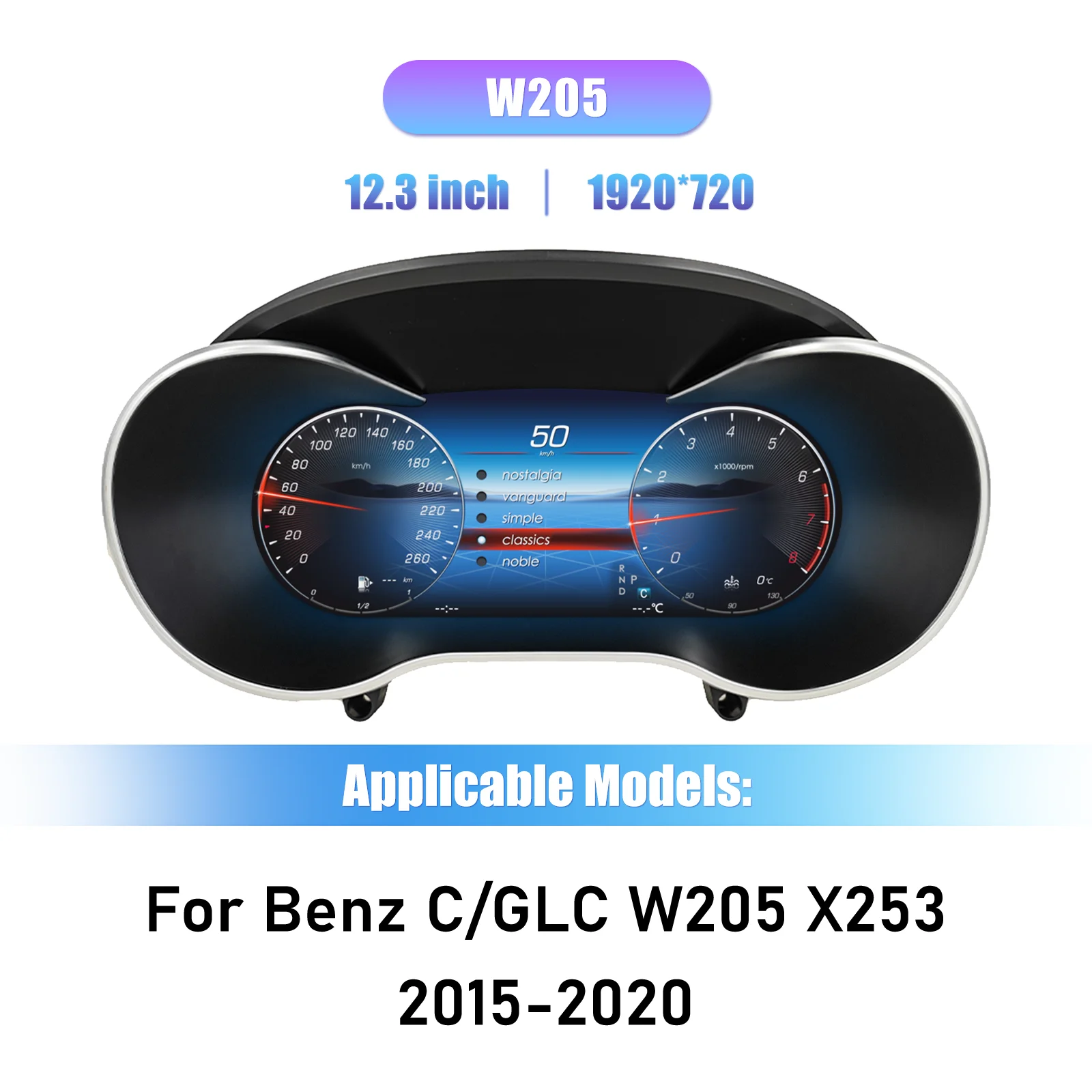 12,3 LCD Digital Cluster Für Mercedes Benz C/GLC W205/W253 2015-2020 Jahre Auto Instrument Panel Cockpit Speedme Dashboard – Detail 1