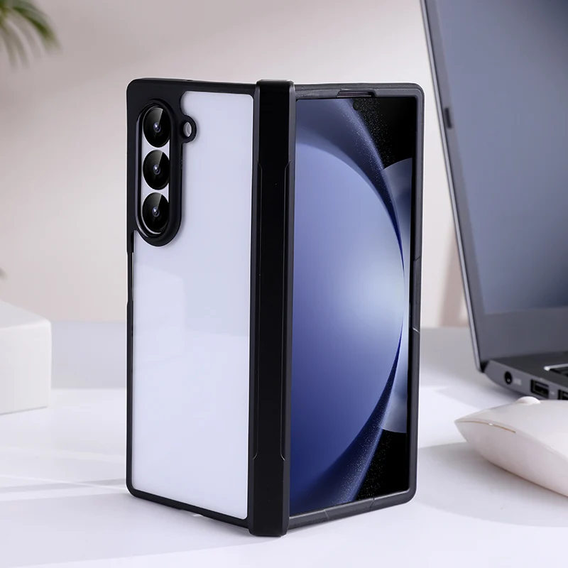 For Samsung Galaxy Z Fold 7 6 5 4 Case Matte Skin Friendly Transparent Hinge Folding Shockproof Protective PC Cover Accessories