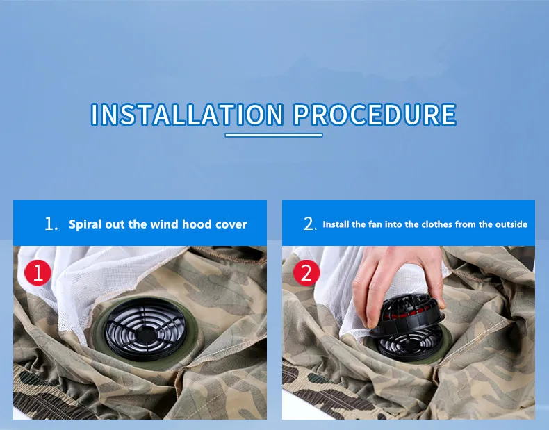 Neue lockere Sommerjacke mit Ventilator zur Schutz vor Hitzeschlag für Herren, kühlende Jacke für Arbeiten auf Baustellen im Freien (ohne Powerbank) – Detail 5