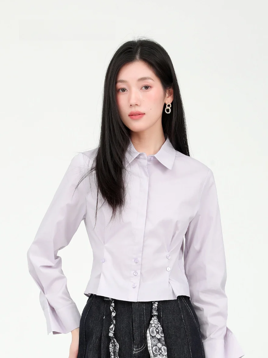 

Dailanzhi 2026 Spring Commute Shirt Slimming Design Turn-down Collar Long Sleeve Cotton Polyester Blend Women's Business Shirt