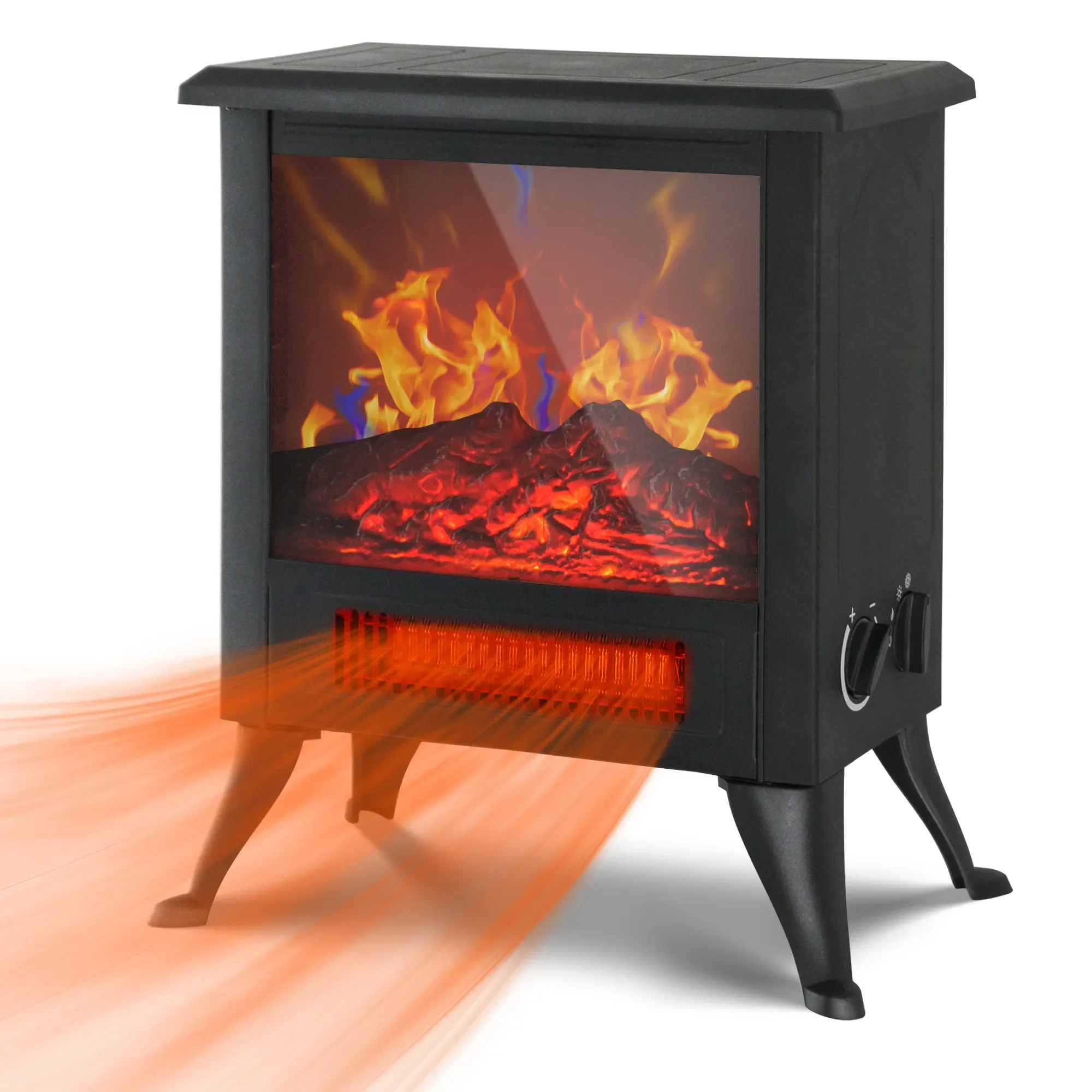 New Indoor Portable Luxury Electric Fireplace Heater Room PTC Flame Heater 3D Simulation Wood Burning Fireplace For Home Office