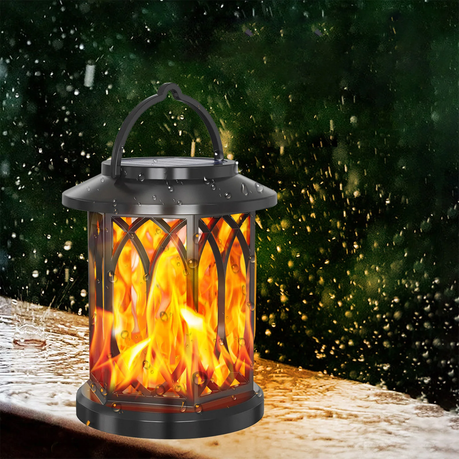 Courtyard Decorative Lantern Outdoor Solar Chandelier For Garden Yard Camping Decoration Creative Flame Light Home Decors