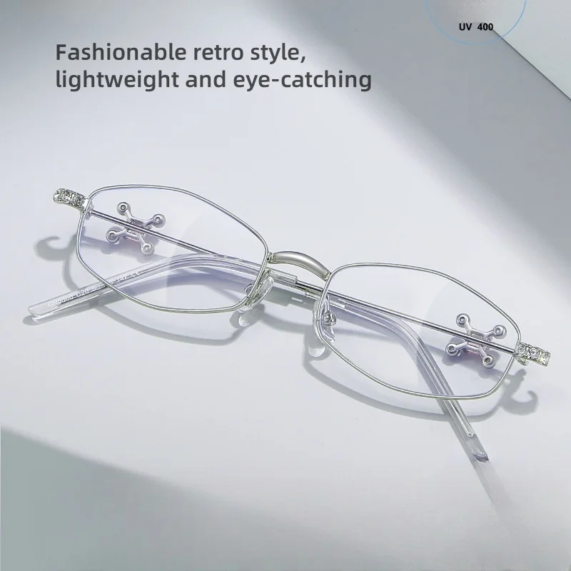 

DIEDIESEE Anti Blue Light Diamond Studded Jewelry Heteroclinic Multilateral Optical Prescription Eyeglass Frame GN0800