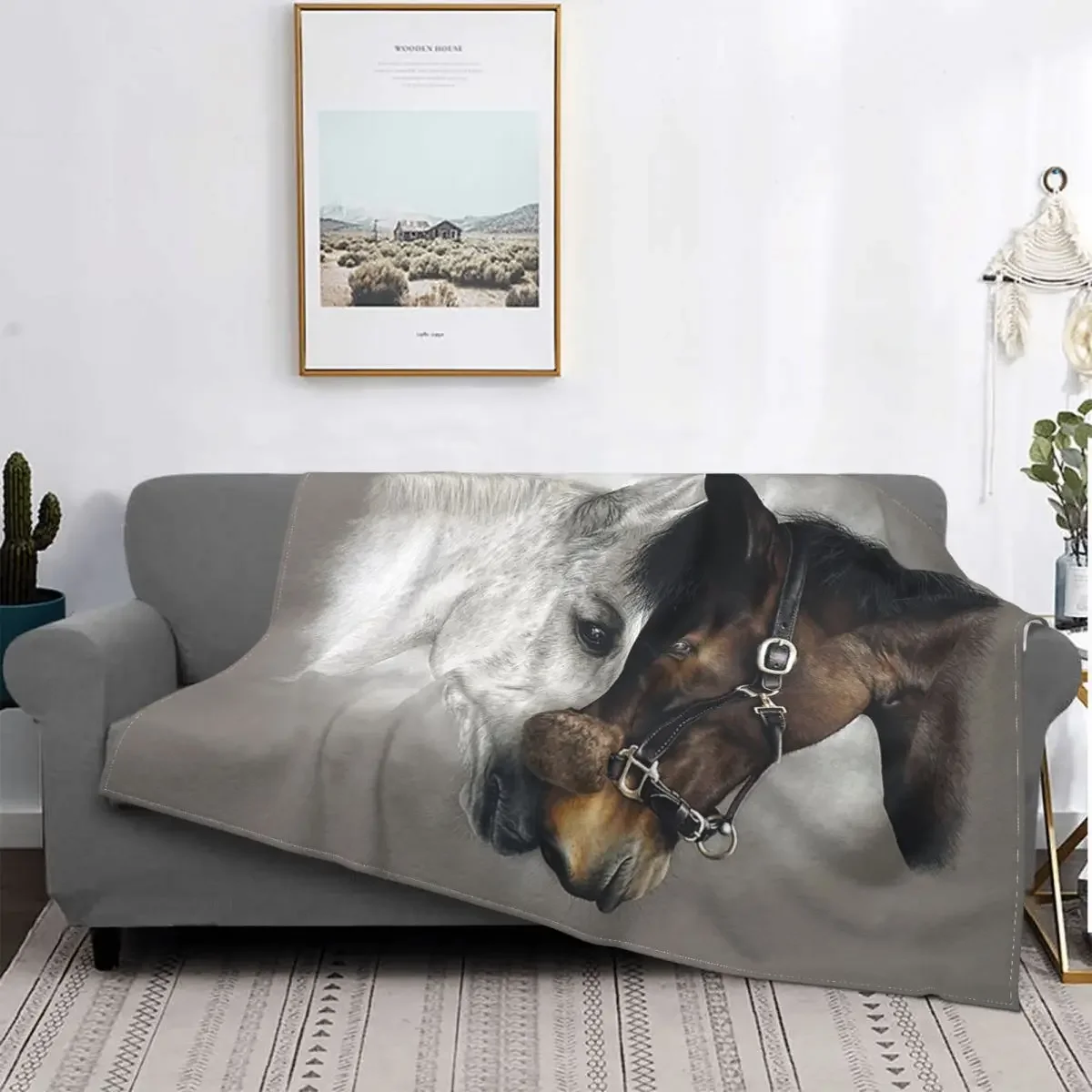 Galloping Horse Love Blankets Fleece All Season Running Brown Animal  Soft Throw Blankets for Bedding Office Bedspread