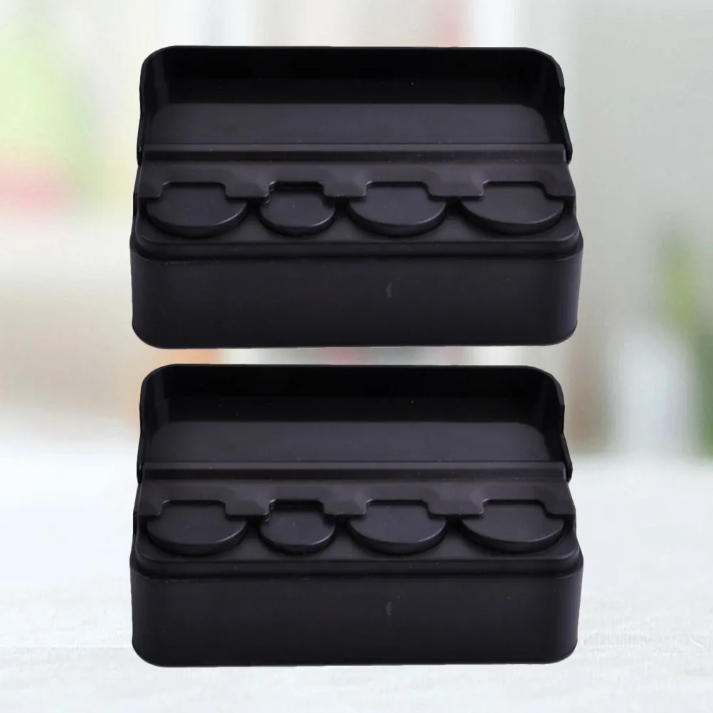 2pcs Box Black Plastic Durable Loose Change Organizer For Car Trunk Home Use Holder Case Container Bank
