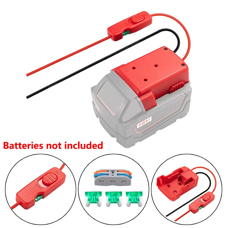 

DIY Power Wheel Adapter For Milwaukee18V Battery Converter Kit with 14AWG Fuses Switch Battery Converter for Rc Car Toys Robotic