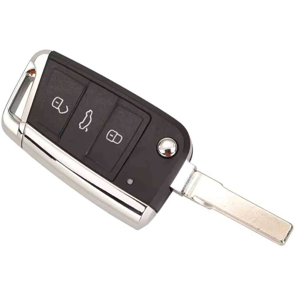 KEYECU Replacement 3 Buttons Modified Folding Flip Remote Car Key Cover Case Shell For V*W Golf 7 G*TI MK7 Skoda Octavia A7 Seat