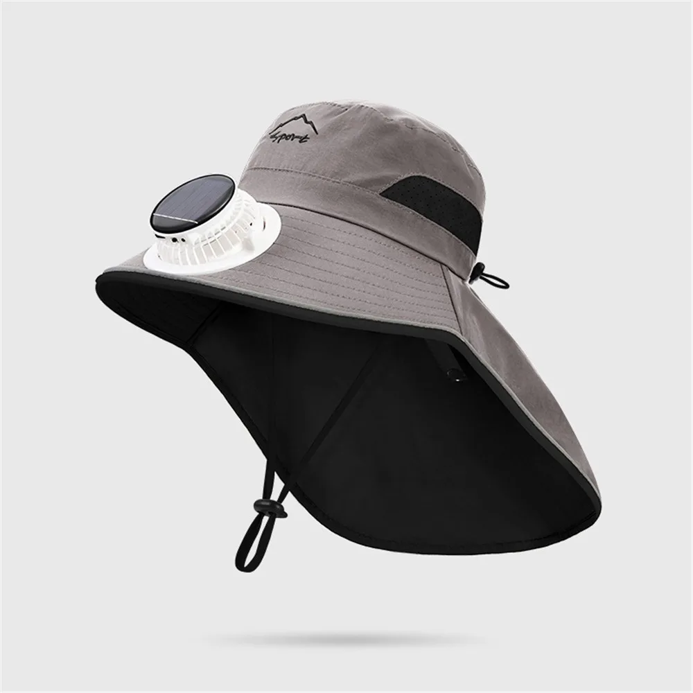 

Легкая детская шляпа от солнца с широкими полями, охлаждающая дышащая шляпа с вентилятором на солнечной энергии и шейным клапаном, рыбацкая шляпа для мальчиков и девочек