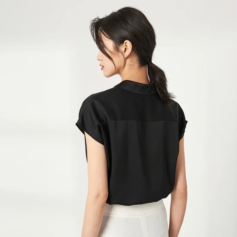 23 MM Heavy Silk Short-sleeved Shirt Women\'s 2025 Summer New Mulberry Silk T-shirt Double Joe Satin Sleeveless Top Women
