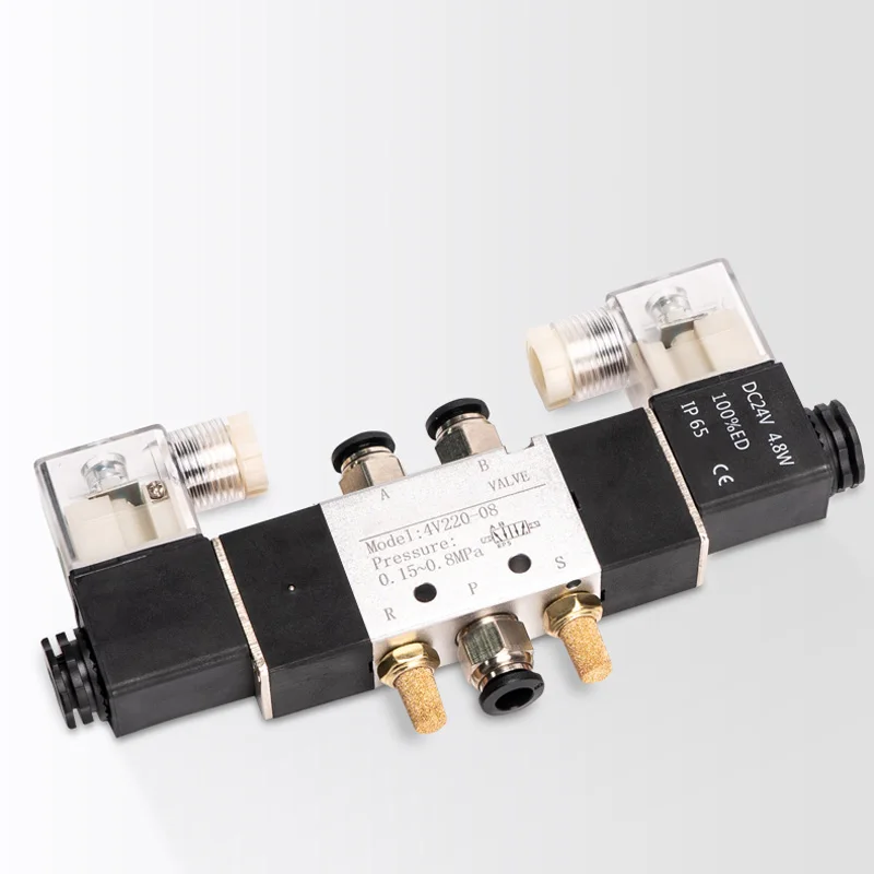 High Quality Solenoid Valve 220V Pneumatic 4V220-08 Air 5 way 2 Position 1/4&quot Coil Alloy Internal DC12V  DC24V AC110V AC24V