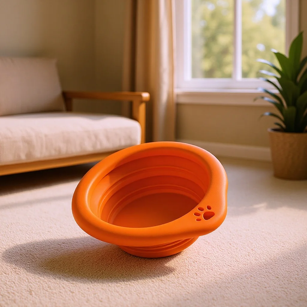 

Cat supplies Circular silicone foldable pet bowl Portable for outdoor feeding and drinking cat bowl dog bowl