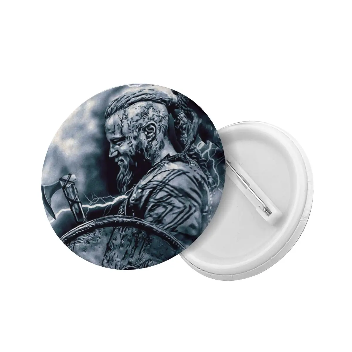 Ragnar Lothbrok Viking Pin Back Buttons Personalize Viking King Brooch Badge for Bags Pinback Birthday Gift