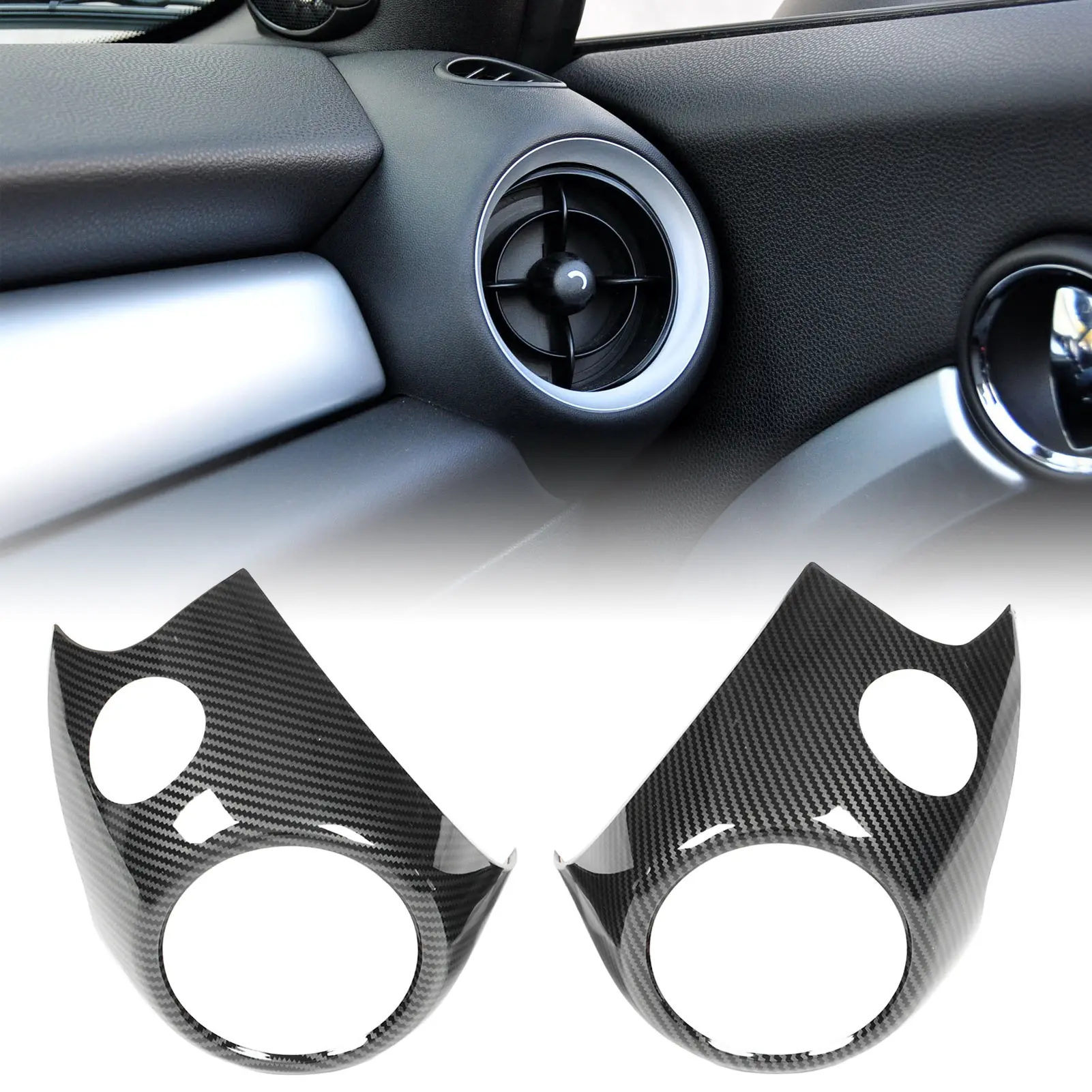 

Carbon Fiber Style Side Air Conditioner Outlet Frame Trim Replacement for Clubvan Crossover Cooper