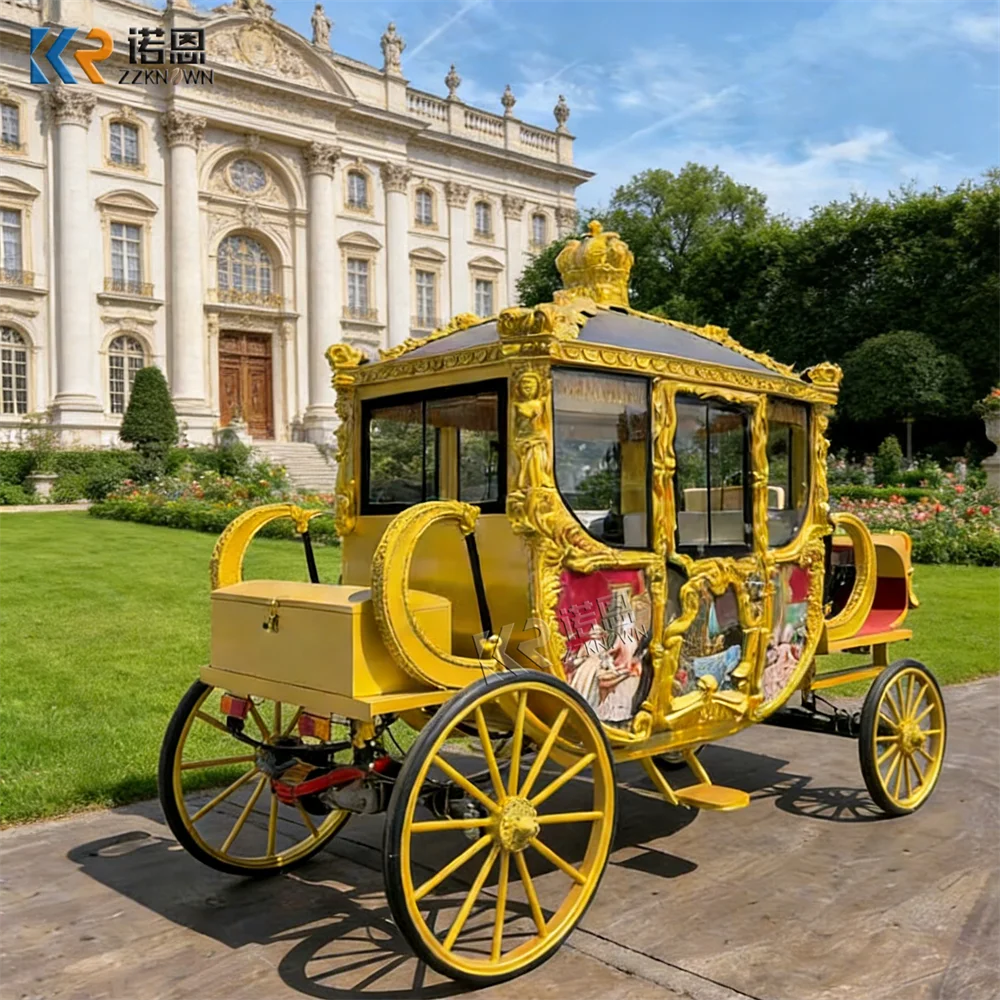 

Элитная классическая европейская карета с возможностью индивидуальной настройки, тянущаяся за конём, элегантная королевская карета для демонстрации в живописных местах
