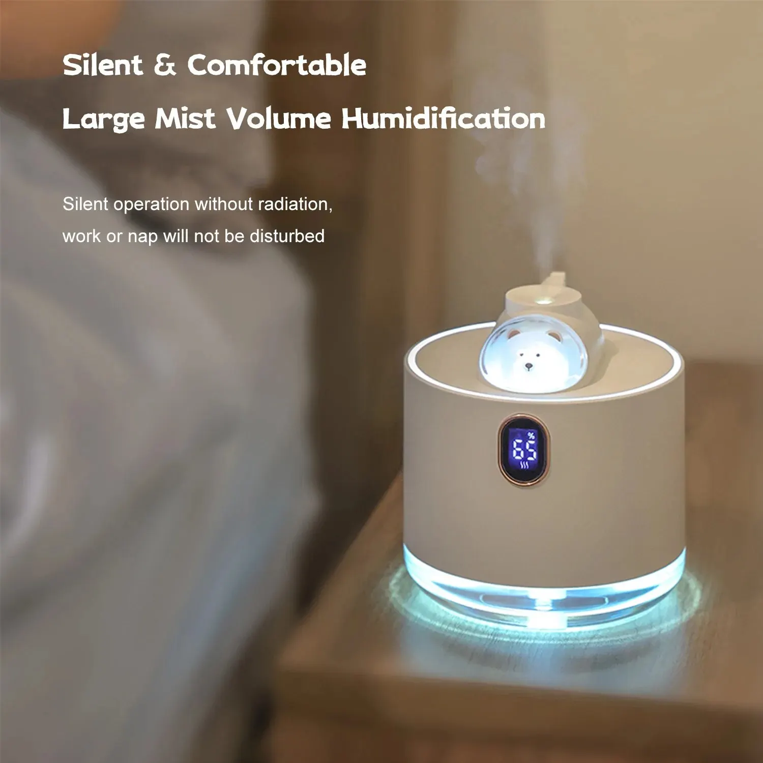 Spacecraft Humidifier Two Spray Modes 2000mAh Auto Shut-Off for Home Large Room Plants Quiet Air Humidifier with Night Light