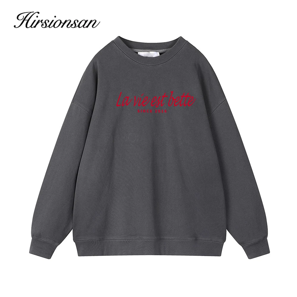 Hirsionsan 2024 New Spring Autumn Casual Red Letter Print Sweatshirt Women Soft O Neck Ladies Vintage Pullovers Tops Y2k