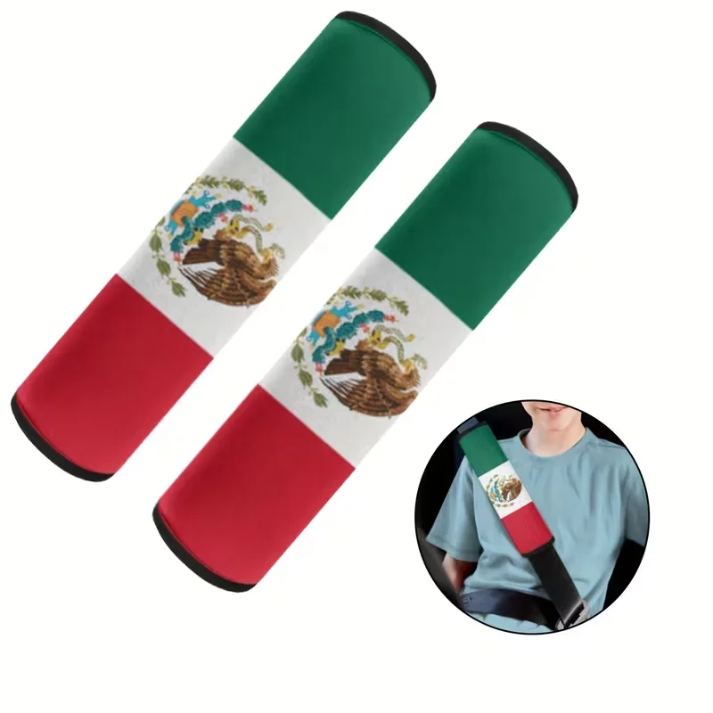 

Mexico Flag Car Seat Belt Covers Cute Flag Car Seat Belt Cover Pad Funny Strap Cover Universal Car Interior Accessories Decor