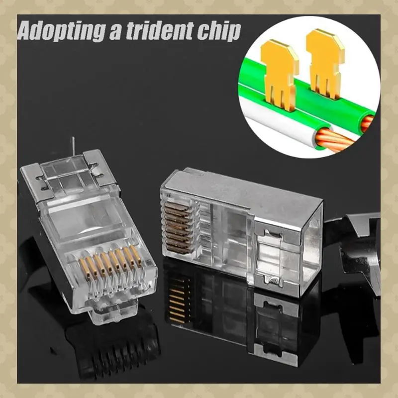 AB45 20Pcs CAT7 Metal Shielded RJ45 Connector Ethernet Cable Plug CAT 7 Shielded RJ45 Connector