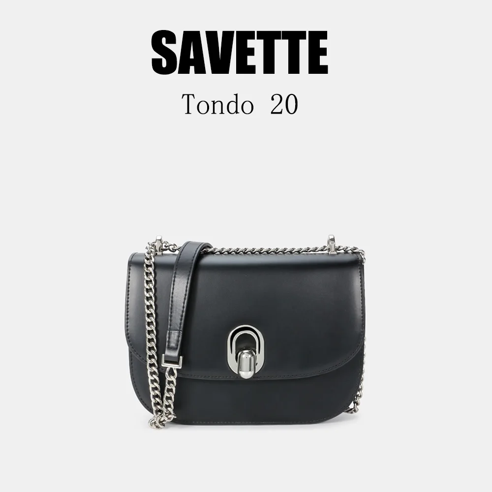 SAVETTE Tondo 20, einzelne Schulter-Crossbody-Tasche für Damen, modisch, einfarbig, einfach, hochwertiges Echtleder, Satteltasche