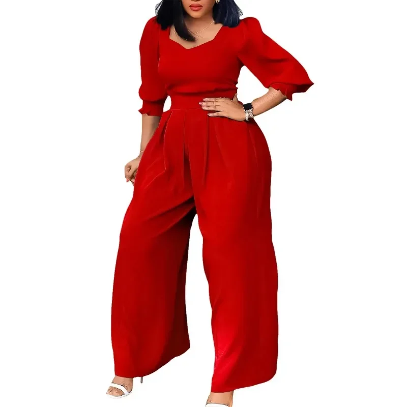 African Loose Jumpsuit Women Fashion Streetwear Jumpsuits Ladies Outfits Mamelucos Mujer Wide Leg Classy Party One Piece Romper