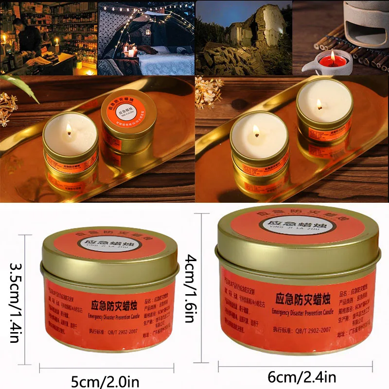 50/80g Emergency Candle Disaster Prevention Outage Lighting Outdoor Smoke-Free Candles Glass Jar Plant Candles