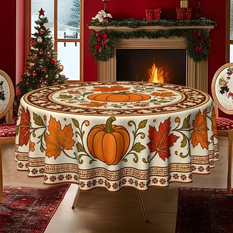 One tablecloth, featuring a Thanksgiving and autumn theme, with pumpkin and maple leaf printsxzj