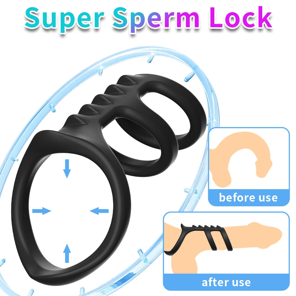 Silicone Semen Lock Ring Penis Bondage Foreskin Resistance Ring Delay Ejaculation Penis Ring Cock Sleeve Erotic Sex Toy for Men