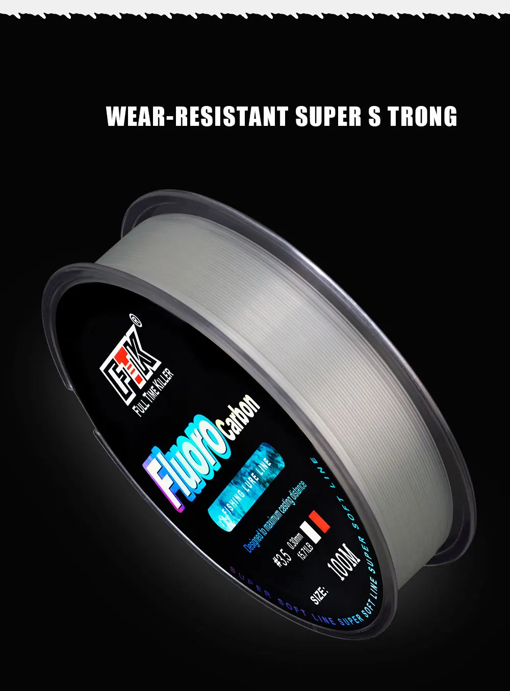 FTK 100m 4.13-34.32LB Fluorocarbon-Angelschnur 0.14mm-0.5mm Rosa Kohlefaser-Fliegenschnur Superweiche Schnur Pesca – Detail 4